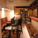 店舗デザイン設計実績事例-portugalia-ポルトガリア大阪淀屋橋-工事中店内-ベンチシートとドリンクカウンター