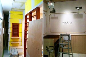 コキュ津田沼パルコの工事中の新しいデザインの壁