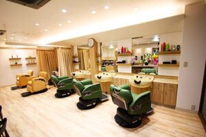 美容室理容室デザイン設計実績事例-hair-amuse-pearl(ヘアアミューズパール)-店内全景