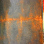 ゴーテボーグあべのhoop、丸柱の錆びた鉄板風塗装