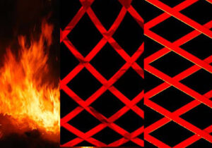 南地千房心斎橋店、メラメラ揺れる炎を記号化した赤い菱形