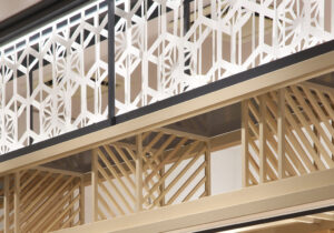 店舗デザイン設計実績事例、大阪のお土産店、よしもとおみやげもん横丁、なんばグランド花月店、ボーダーのディテール