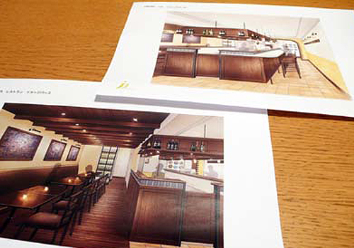 大阪のスペイン料理レストラン、ピエドラの店舗デザインイメージパース