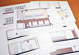 打ち合わせ用に準備した大阪のスペイン料理レストラン、ピエドラの店舗デザイン詳細図