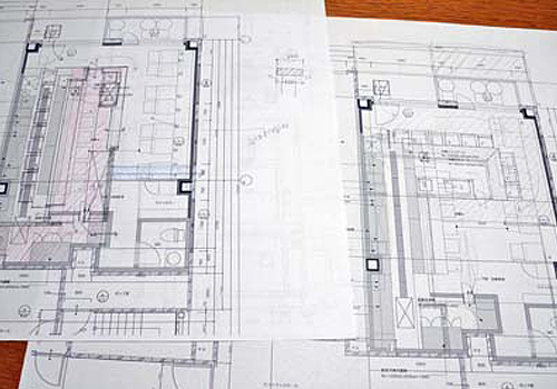 大阪のスペイン料理レストラン、ピエドラの新しい出店場所の店舗デザイン平面プランのスケッチ